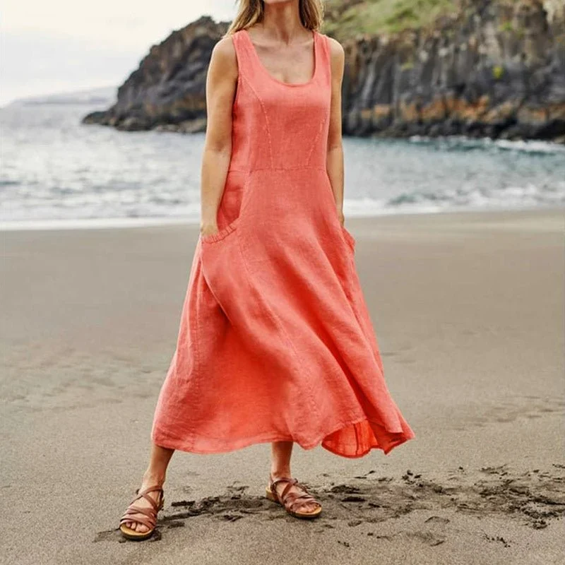 🔥 Last Day Promotion 30% OFF 🔥Women's Sleeveless Cotton And Linen Dress