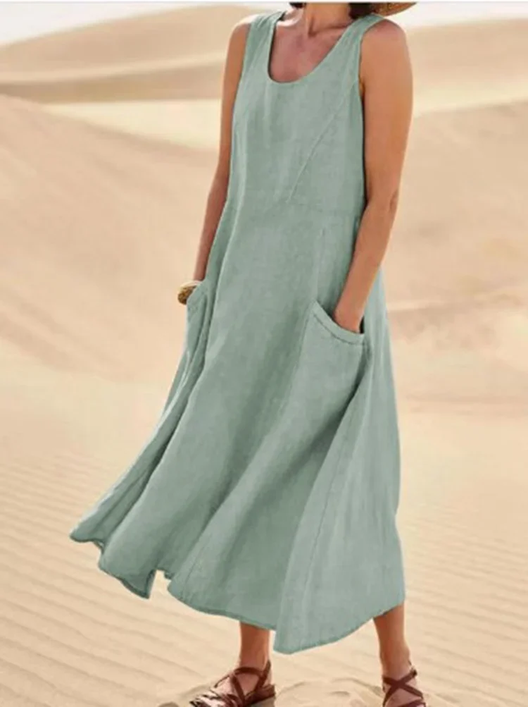🔥 Last Day Promotion 30% OFF 🔥Women's Sleeveless Cotton And Linen Dress