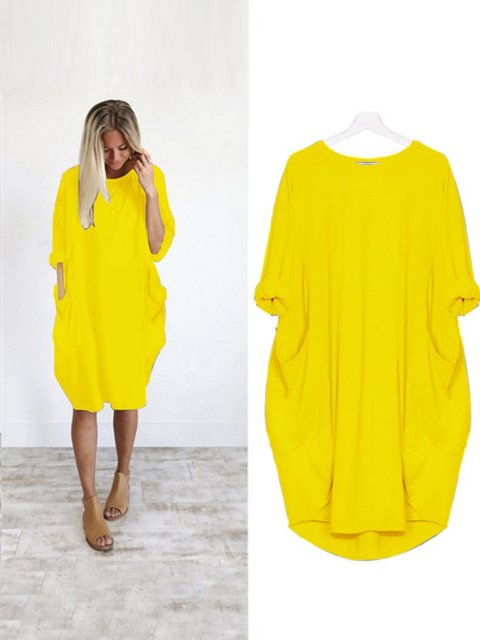 Women's Casual Solid O-Outline Dress