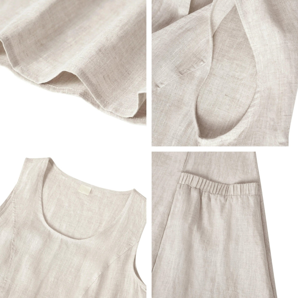 Women's Linen-Look Pocket Maxi Dress