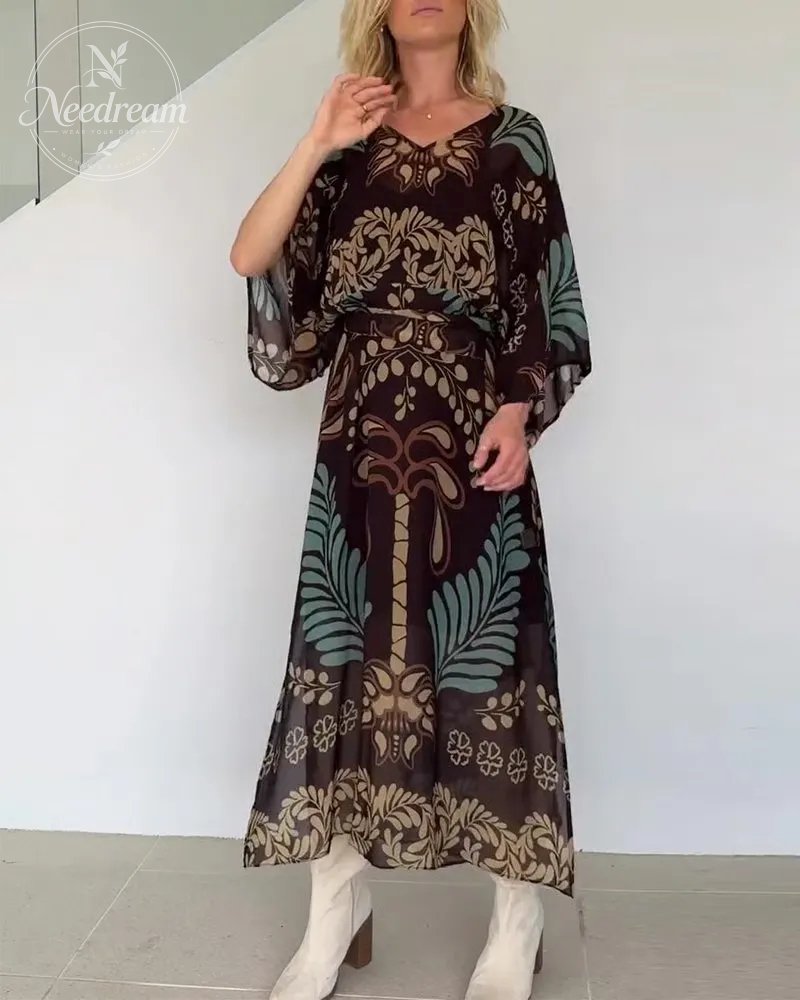 Bohemian V-Neck Loose Dress