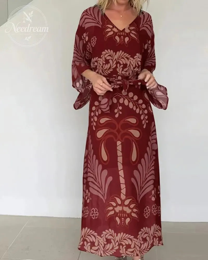 Bohemian V-Neck Loose Dress